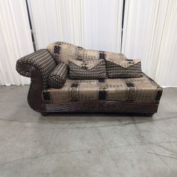 Patterned Fabric L-Shaped Sectional Couch