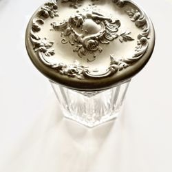 Vintage Ladies Dresser Crystal Covered Jar
