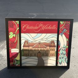 Rare Chateau Ste Michelle Display Stained Glass Style On Plastic Framed 37X30