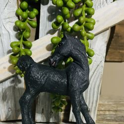 RETIRED Black Lipizzaner Scratching Baby Figure 