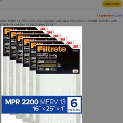 8 3M Filtrete Furnace Filters MERV 13, 16x25x1