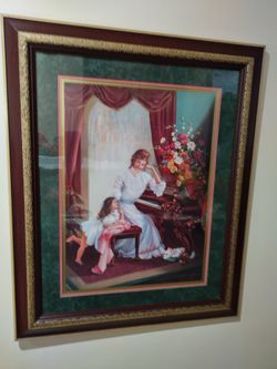 Home Interiors Vintage Picture Of Mother And Daughter Piano Lessons