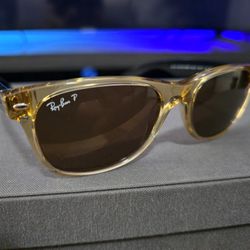 Ray-Ban RB2132 Polarized New Wayfarer Sunglasses (Honey Brown Black) Brand New