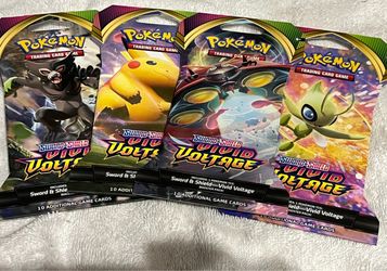 2020  POKEMON VIVID VOLTAGE SLEEVED BOOSTER PACKS (4) FULL ARET SET