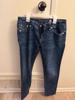 Miss Me Jeans Size 31 Embellished Rhinestone Studded Flap Pocket Denim