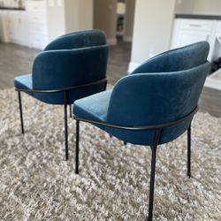 Rove Concepts Angelo Blue Velvet 8 Dining Chairs $4k New  