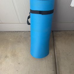 Extra Thick Blue Yoga / Exercise Mat with Carry Strap