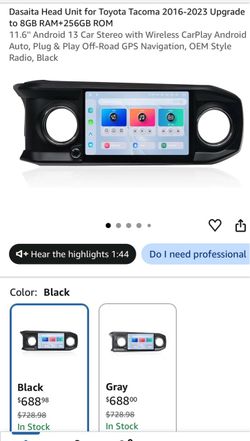 New !! Dasaita  11.6" 2K Car Radio for Toyota Tacoma 2016-2022 with Wireless Carplay and Android Auto