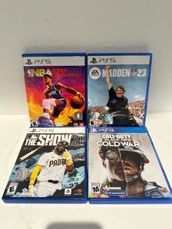 PS5/PS4 Game Lot: NBA 2K23, Madden NFL 23, MLB The Show 21, COD Cold War