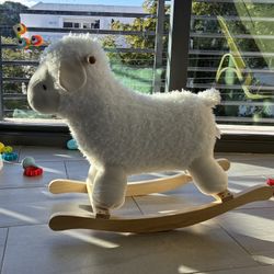 Baby GUND Lamb Rocker with Wooden Base Plush Stuffed Animal Nursery, Cream, 21.5"
