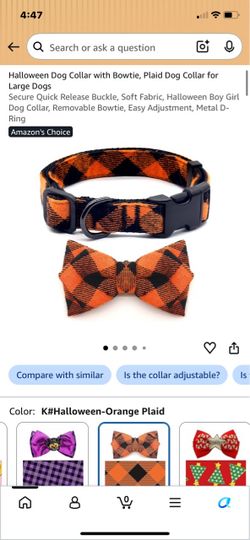 Halloween Plaid Dog Collar with Bowtie
