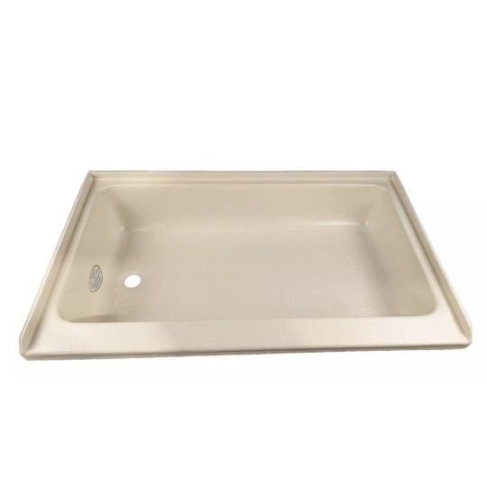 RV Shower Pan Base 40" x 24" Parchment Left Drain Trailer Camper Bath Yellowed