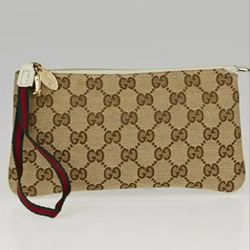 AUTHENTIC Gucci Beige/Ivory GG Canvas Jolicoeur Wristlet