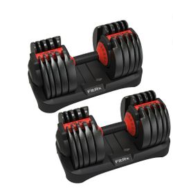 (2 pack) FitRx SmartBell, Quick-Select Adjustable Dumbbell for Home Gym, 5-52.5 lbs. Weight, Black, Single