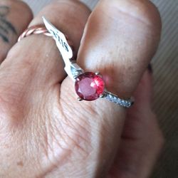 Ring Size 8 Orange Silver 