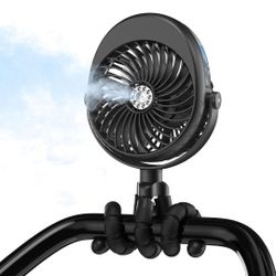 Clip on Misting Baby Stroller Fan with 270° & 360° Pivoting