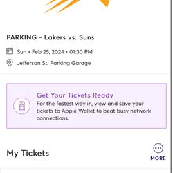 Suns Vs Lakers VIP parking For Today 