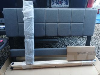 New Queen Size Bed Frame - Upholstered, Adjustable Headboard,6"-12" Mattress Fit, 1300 lbs.