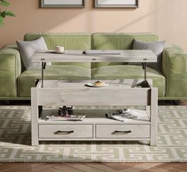 Lift Top Coffee Table with Storage, Multi-Function Dining Table, 39"Wide, Gray
