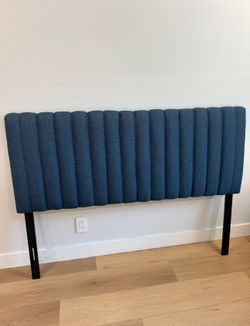 Modern Upholstered Full/Queen Headboard – Blue Fabric