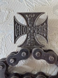 WEST COAST CHOPPERS IRON CROSS BOTTLE OPENER MOTORCYCLE CHAIN LINK 4 INCH