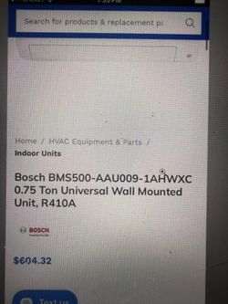 Bosch BMS500-AAU009-1AHWXC 0.75 Ton Universal Wall Mounted Unit, R410A