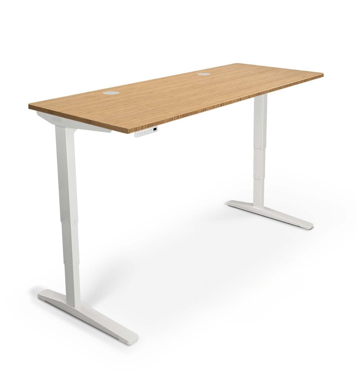 Uplift Desk 72” x 30” V2 Standing Desk White w/ Light Natural Wood