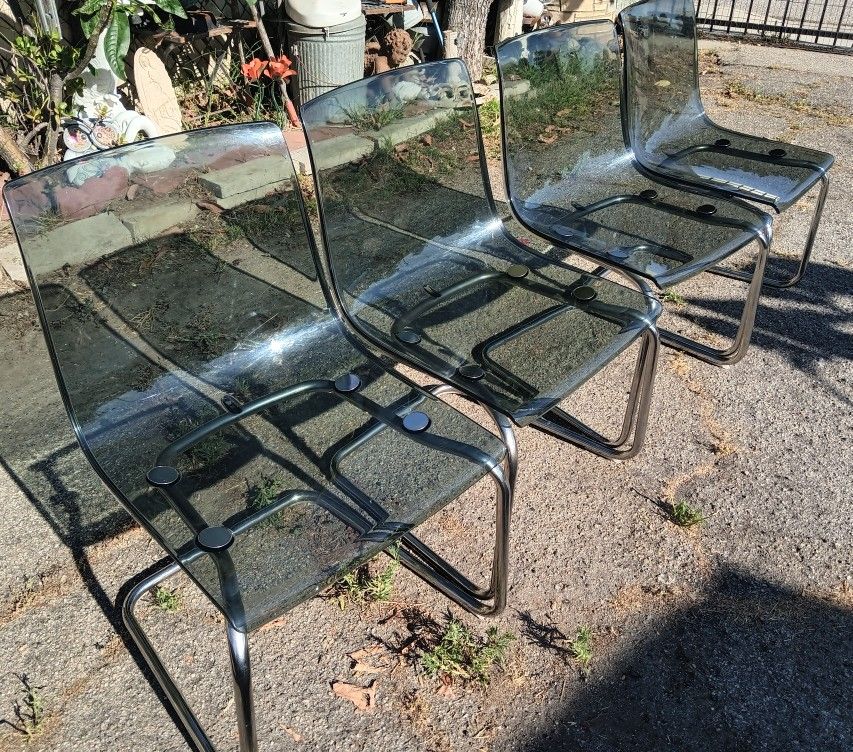 4 Ikea TOBIAS Ghost Chairs transparent-Grey