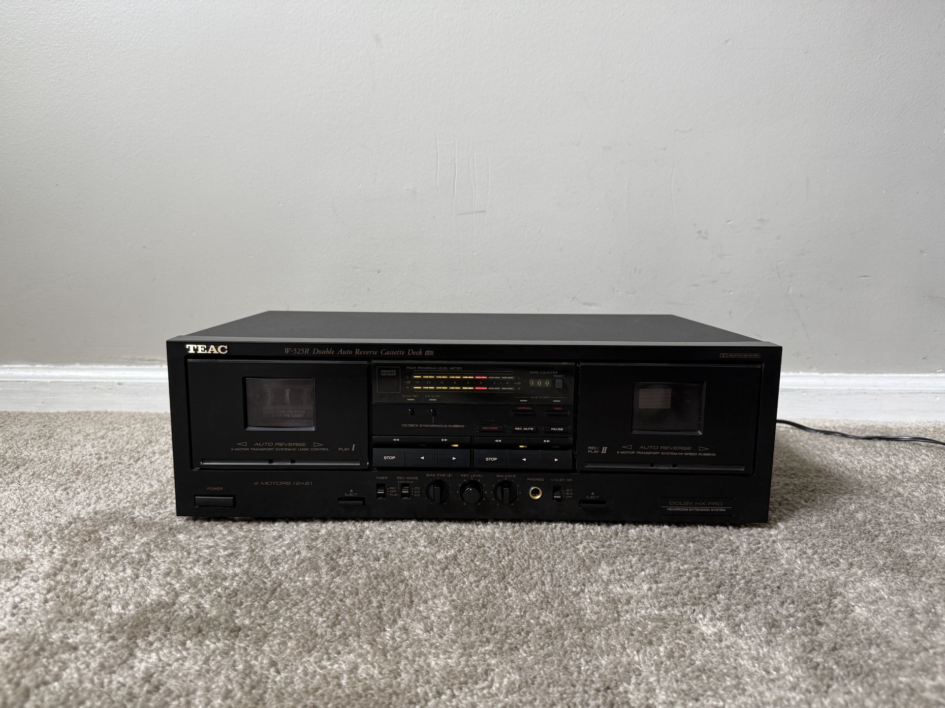 Teac W-525R Stereo Double Dual Cassette Deck Tape Player
