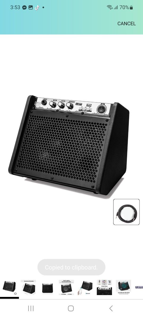 Coolmusic DM20 20W Bluetooth Personal Monitor Amplifier Electric Drum Amplifier Speaker,Keyboard Speaker with USB Interface(Including E-Drum Noise-Red