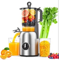 COWSAR Cold Press Juicer, Juicer Machines with 5.4" Wide Feed Chute, High Juice Yield Slow Masticating Juicer, Quiet Motor Juice Extractor for Whole F