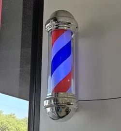 Professional Rotating Barber Pole Light – Red White Blue