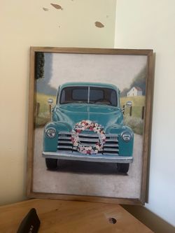 20 * 16 vintage car framed fabric print