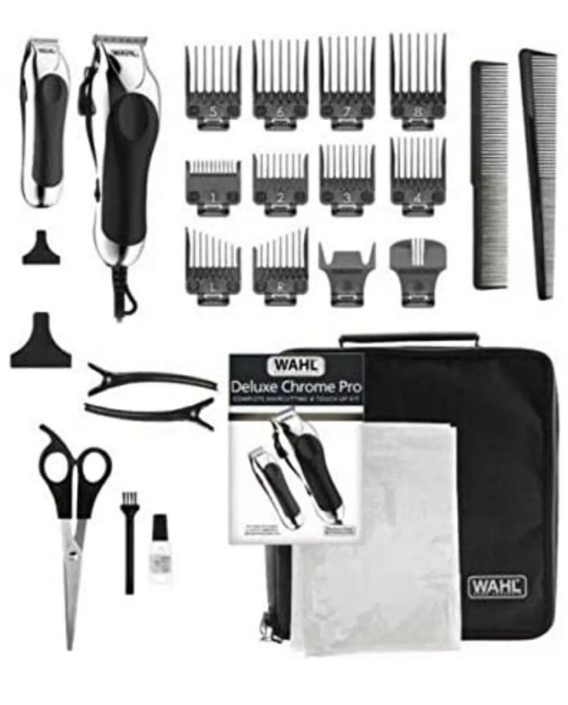 Wahl Clippers Deluxe Chrome Pro 25 Piece Complete Hair-cutting & Touch Up Kit