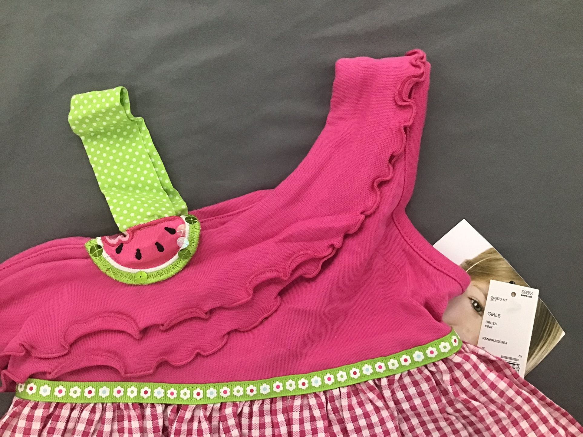 Youngland pink green watermelon summer dress kids size 5