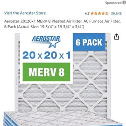 20x20x1 Air Filter New 6 Pack 