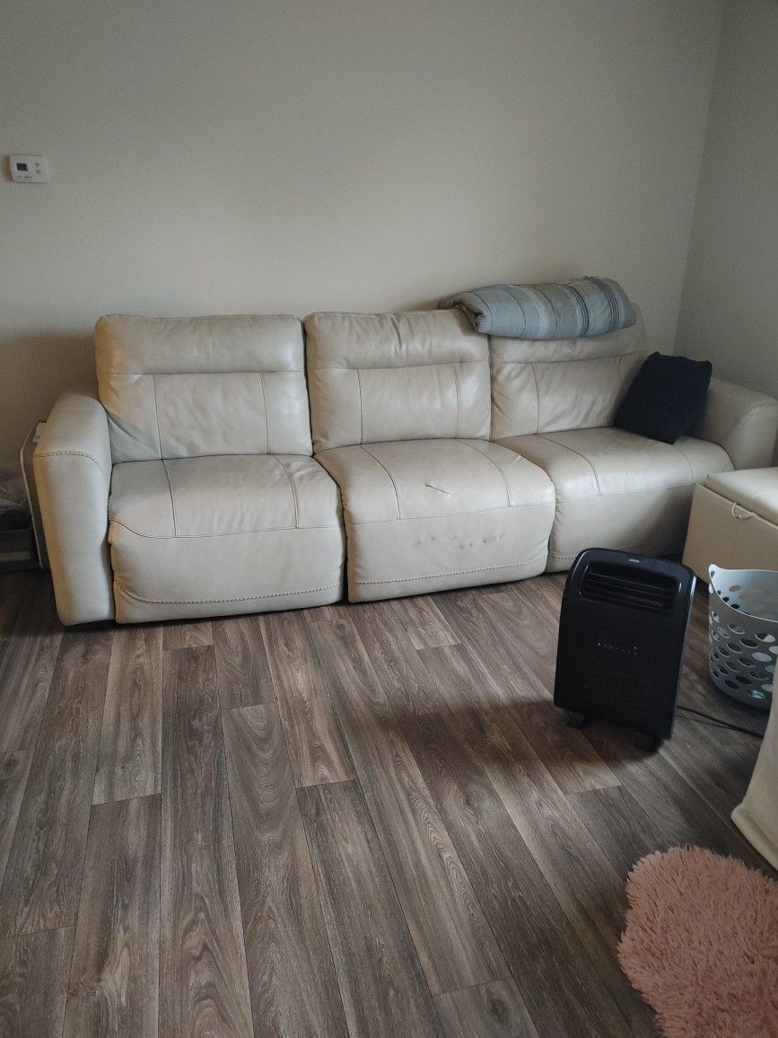 White Leather Reclining Couch