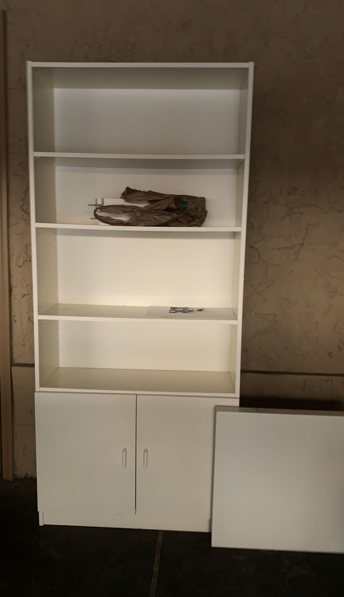 IKEA white shelf and a little table