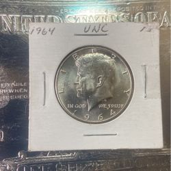 1964 Accent Hair 50cts Kennedy Silver Half Dollar