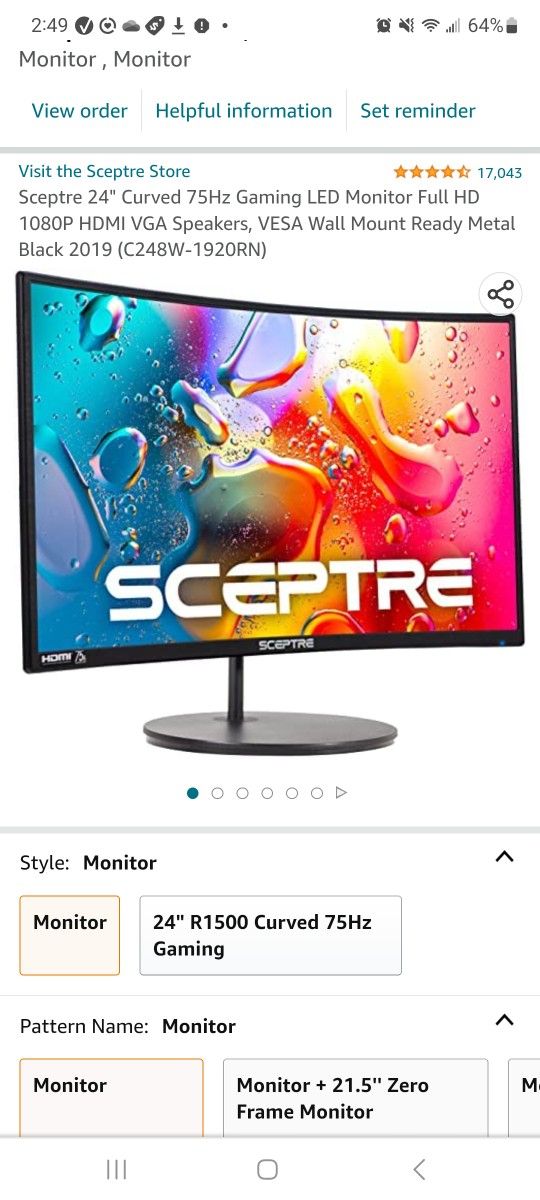 Sceptre 24" Curved Monitor