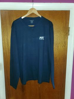 Michael Kors Long Sleeve Henley Shirt. MENS SIZE LARGE.