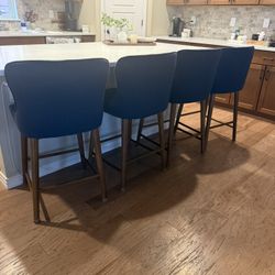 Set Of 4 Counter Height Upholstered Chairs W/ Seat Backs
