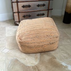 Extra Large Jute Pouf Square Ottoman