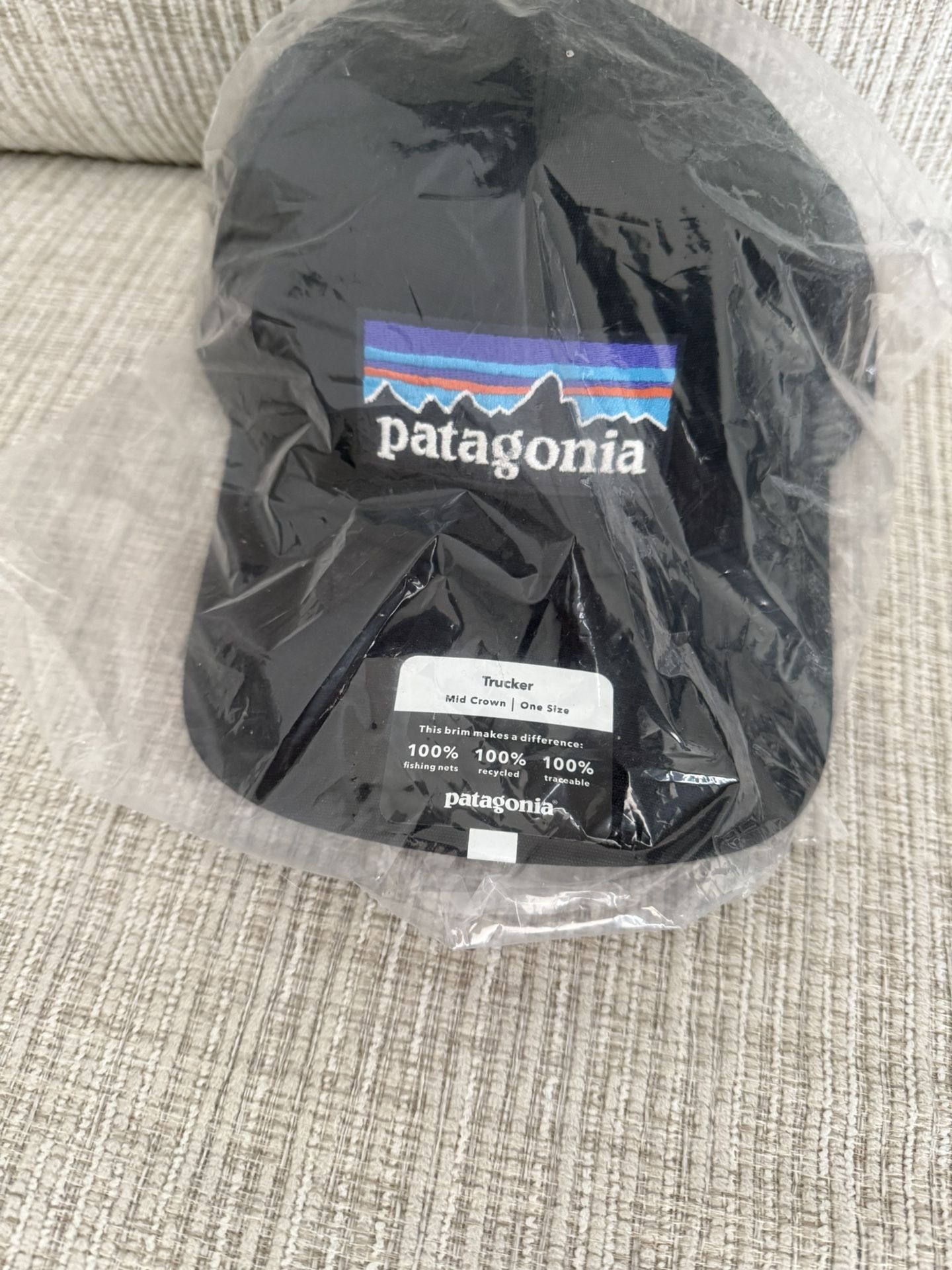 Patagonia Black Low Crown P-6 Logo LoPro Label Trucker Hat