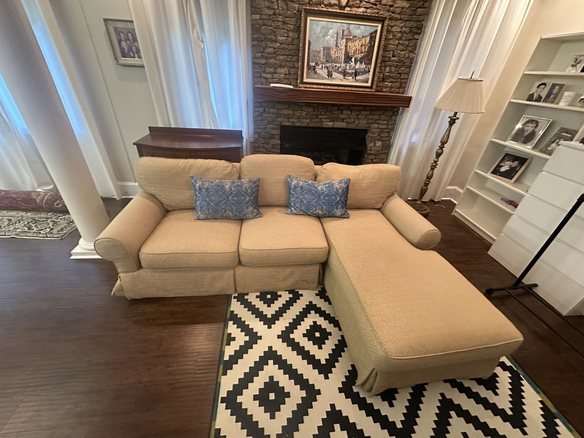 Large Tan Sectional Couch