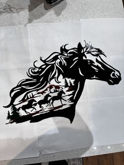 Horse Head Copper with Dark Copper Hair Metal Sign 14x24