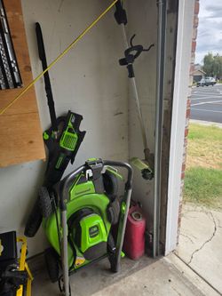 Greenworks - 80V 21” Lawn Mower, 13” String Trimmer, &730 Leaf Blower