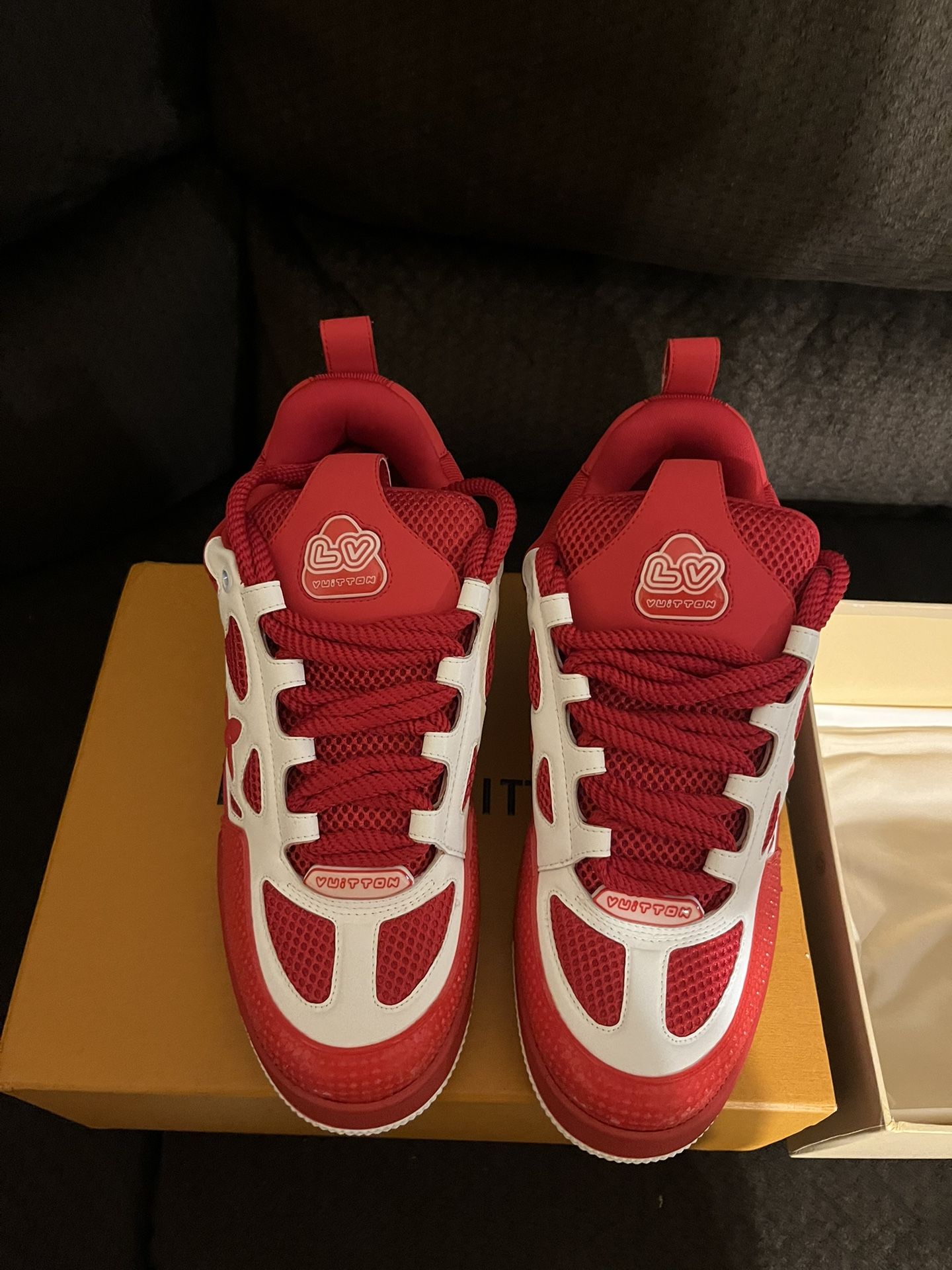 Red And White Louis Vuitton Skates