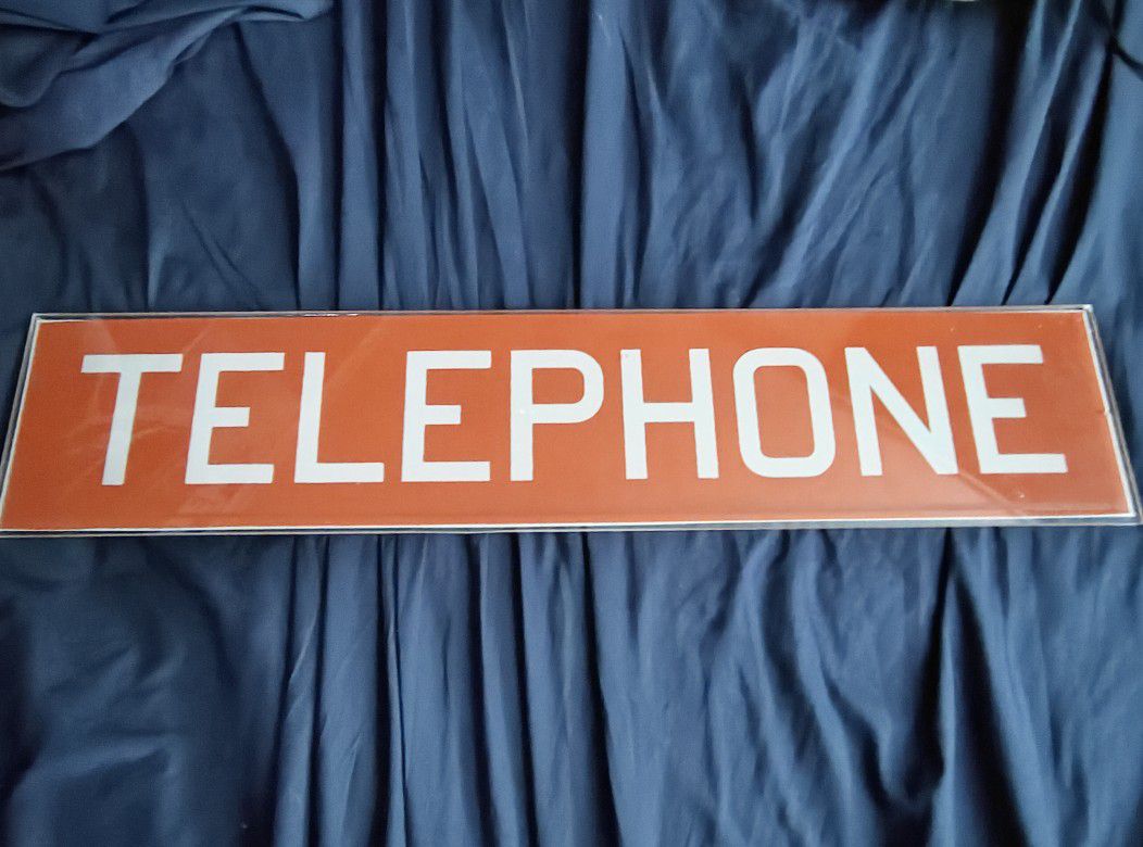 Vintage Glass Telephone Booth Sign