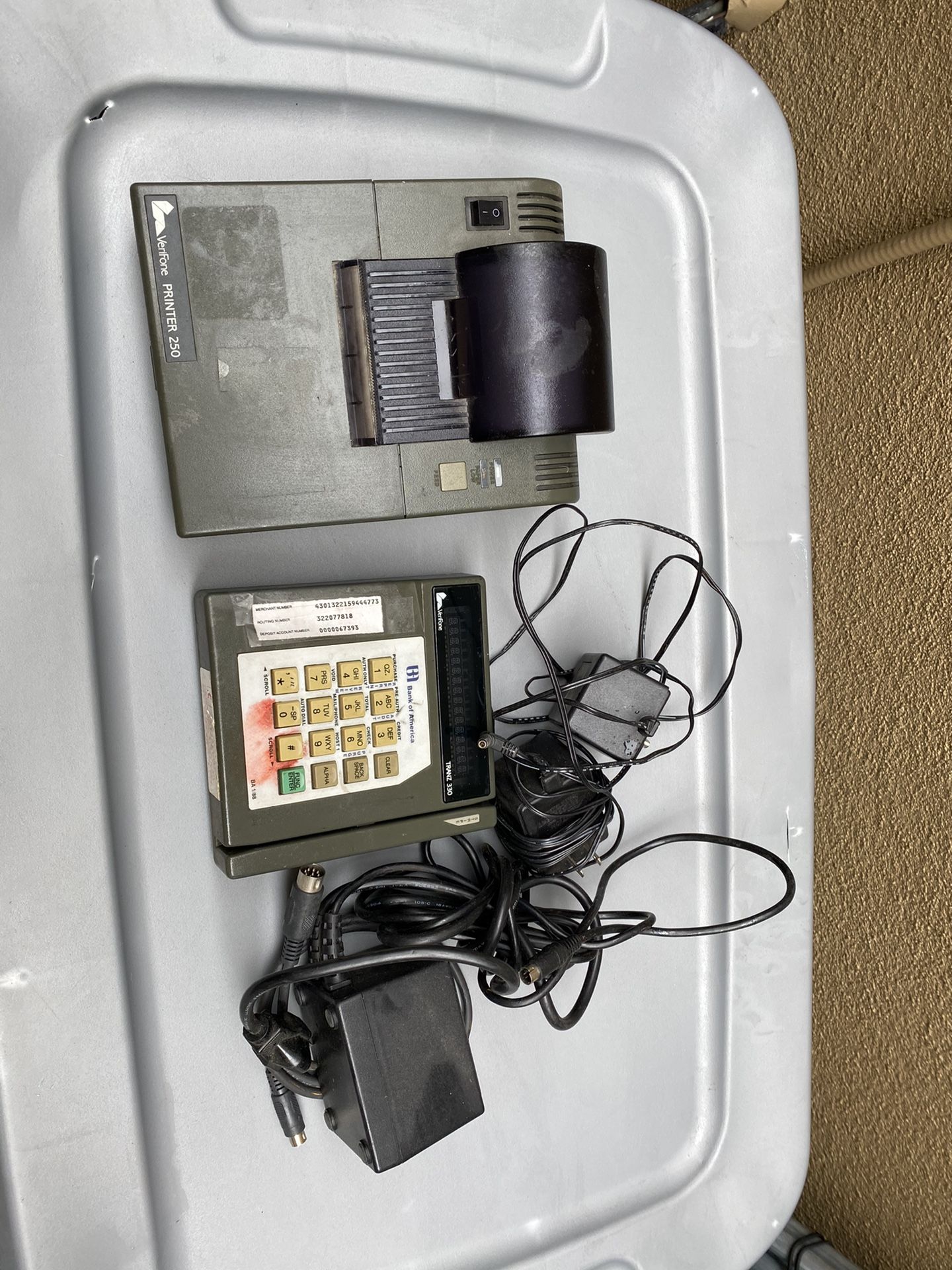 Verifone printer 250 and Terminal Tranz 330